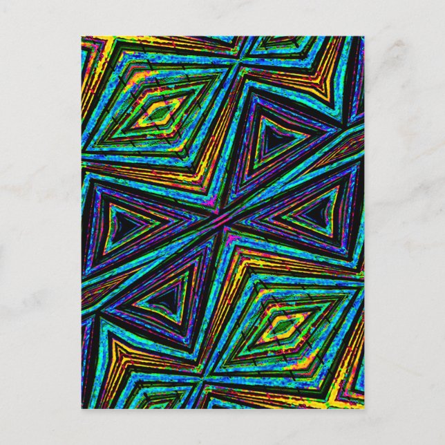 Tribal Style Colourful Geometric Pattern Postcard (Front)