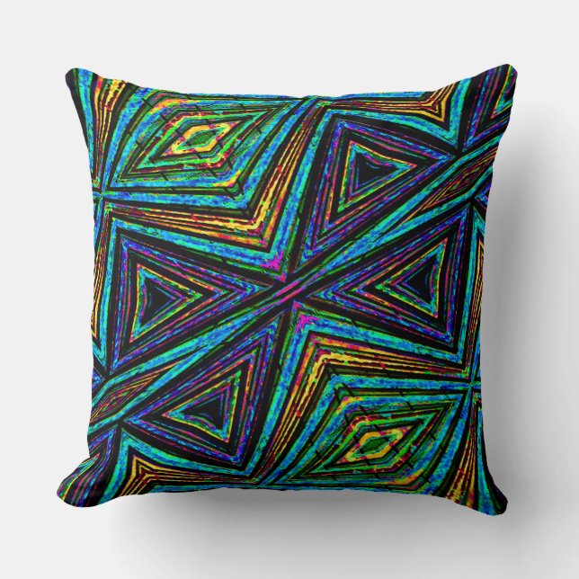 Tribal Style Colourful Geometric Pattern Throw Pillow (Front)