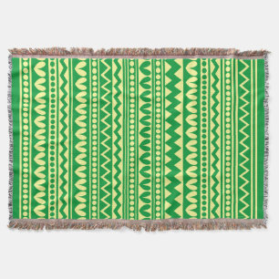 Tribal Style - Grass Green in Chalk Yellow Throw Blanket