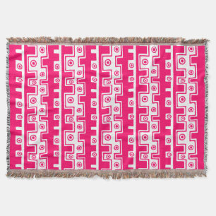 Tribal Style II - Neon Red on White Throw Blanket