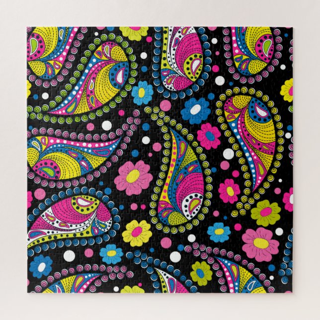 Tribal style paisley, seamless ethnic pattern. jigsaw puzzle (Vertical)