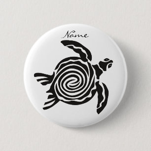 Tribal Style Turtle Thunder_Cove 2 Inch Round Button