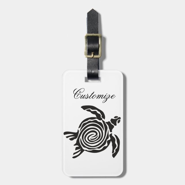Tribal Style Turtle Thunder_Cove Luggage Tag (Front Vertical)