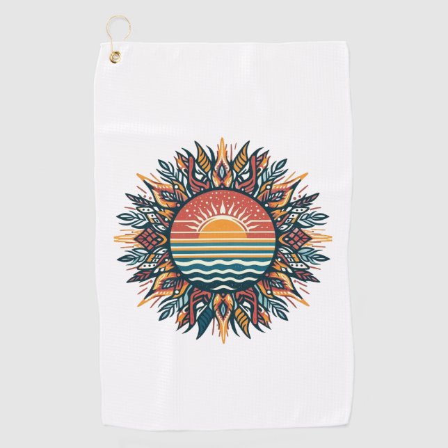 Tribal Summer Sun Golf Towel (Front)