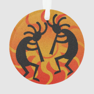 Tribal Sun Dancing Kokopelli Southwest Christmas Ornament