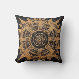 Tribal Sunburst Mandala Pillow