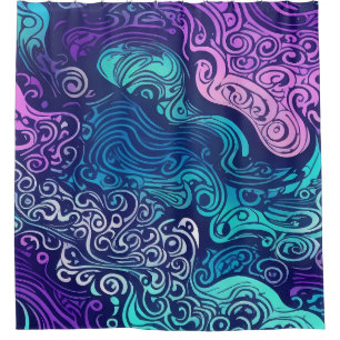 Tribal swirl turquoise purple ocean waves
