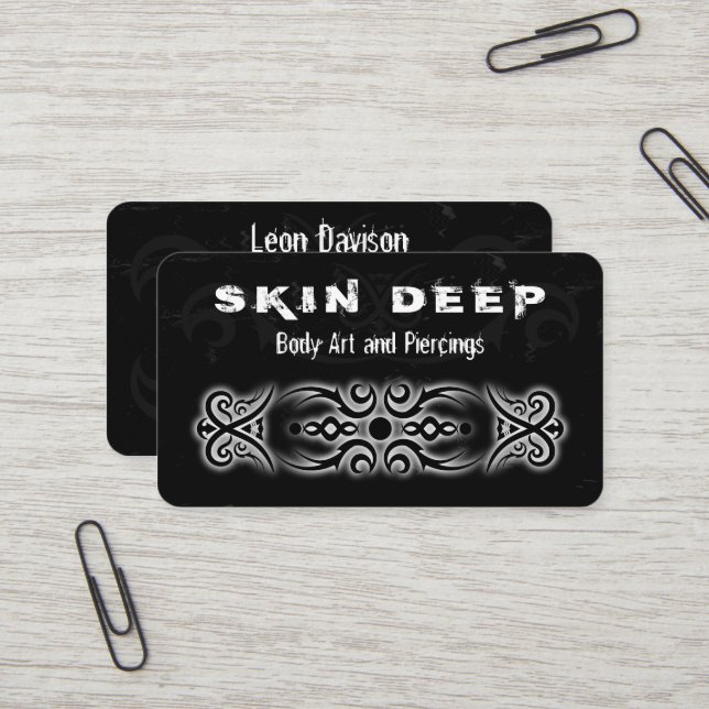 Tribal Tattoo Black and White Business Cards (Front/Back In Situ)