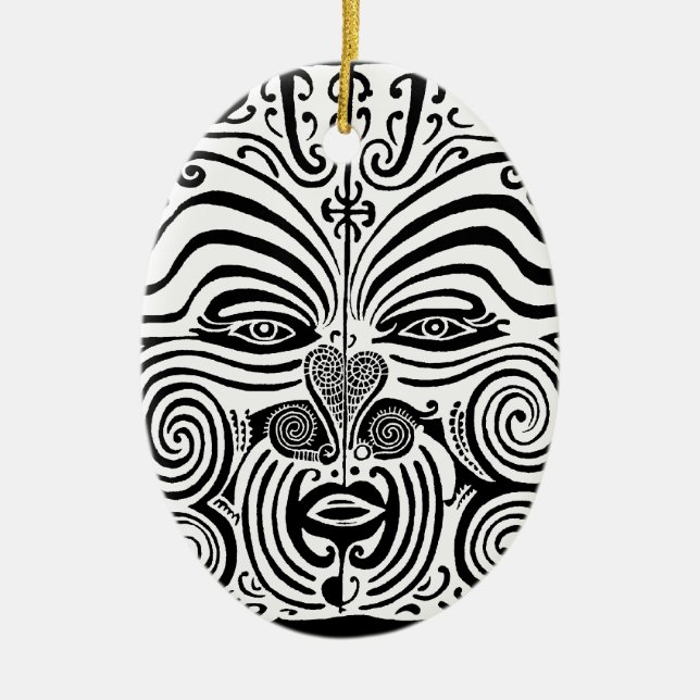 Tribal Tattoo Design - New Zealand Maori Ceramic Ornament (Front)