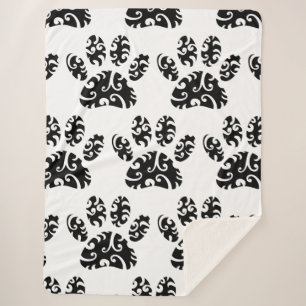 Tribal Tattoo Dog Paw Print Pattern Sherpa Blanket