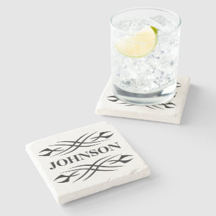 Tribal tattoo drawing on personalized stone coaster