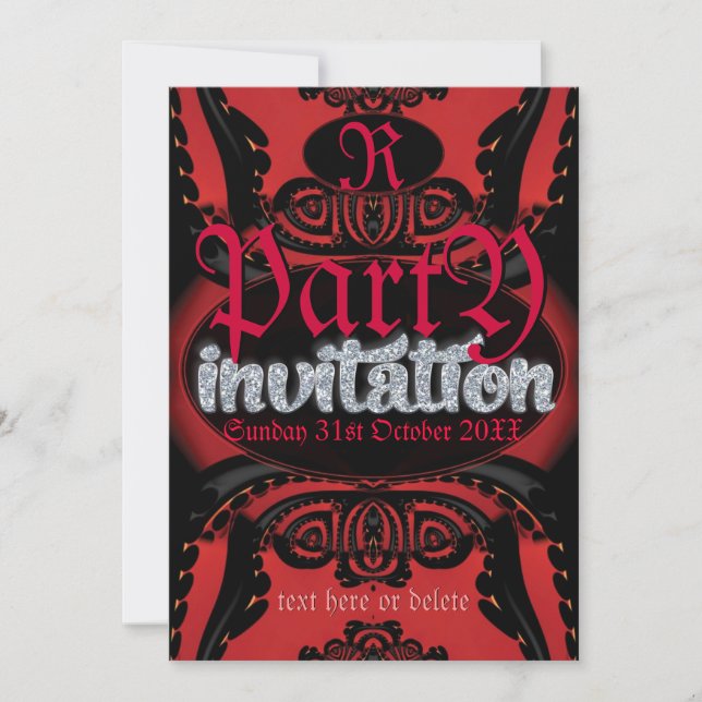 Tribal Tattoo Gothique Noir Rouge Invitation (Devant)