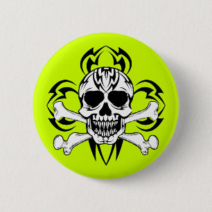 Tribal Tattoo Skull 2 Inch Round Button