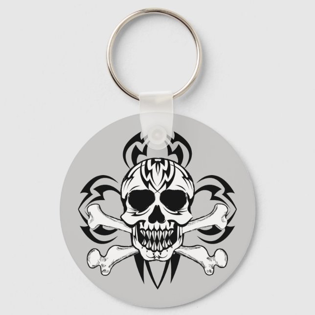 Tribal Tattoo Skull Keychain (Front)