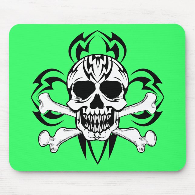 Tribal Tattoo Skull Mouse Pad (Front)