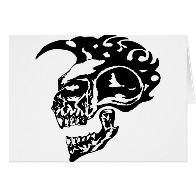 Tribal Tattoo Skull w/ Mohawk (Front Horizontal)