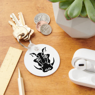 Tribal Tattoo Style Boar Head Keychain