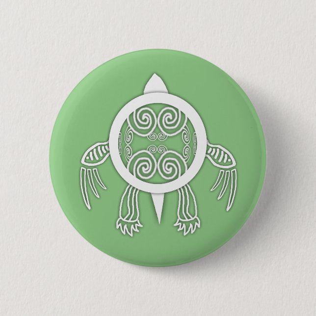 Tribal Tattoo Turtle 2 Inch Round Button (Front)