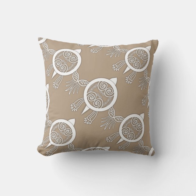 Tribal Tattoo Turtle Throw Pillow (Front)