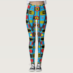 Tribal Tech Pop Leggings – Electric Blue & Neon Fu