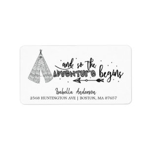 Tribal Teepee Adventure Baby Shower Address Label