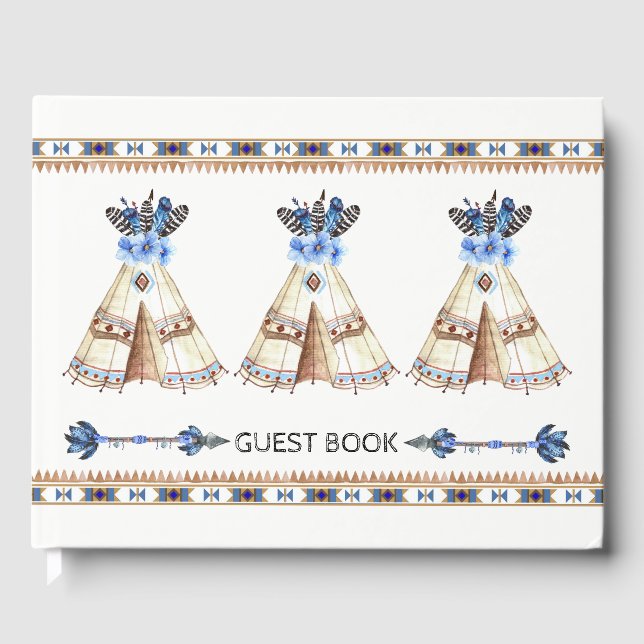 Tribal Teepee Baby Shower Guest Book (Front)
