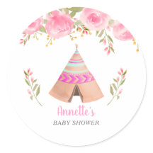 Tribal Teepee Pink Floral Baby Shower