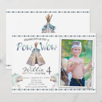 Tribal Teepee Pow Wow Birthday Party Invitation