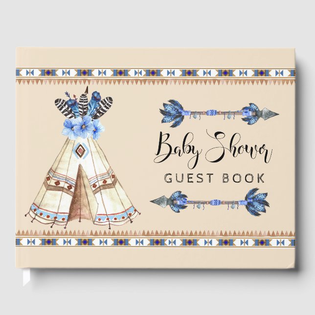Tribal Teepee Rustic Tribal Baby shower Livre d'in (Recto)