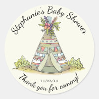 Tribal Teepee Wild Baby Shower Favour Sticker