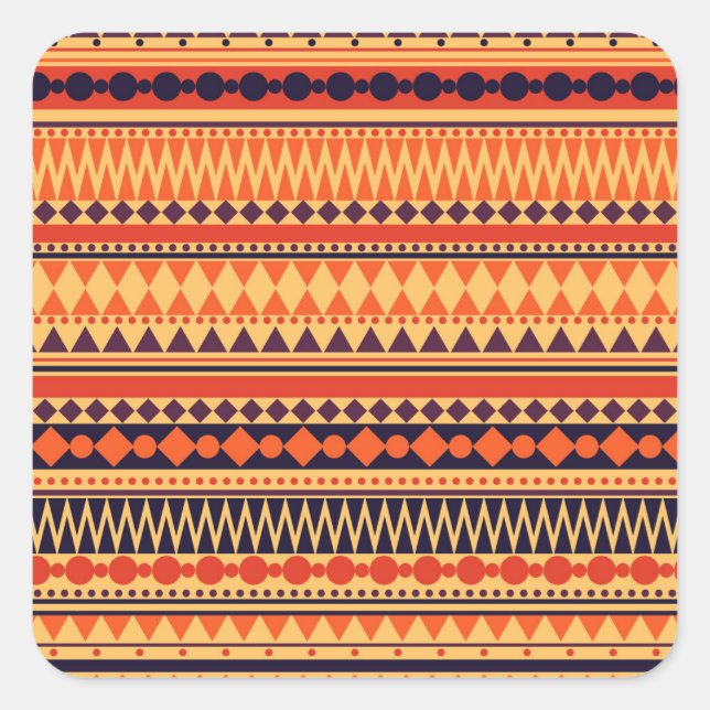 Tribal texture: vintage stripes pattern. square sticker (Front)