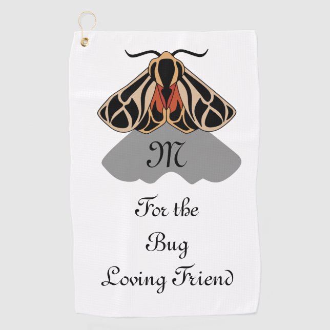 Tribal Tiger Moth Monogram Golf Towel (Front)