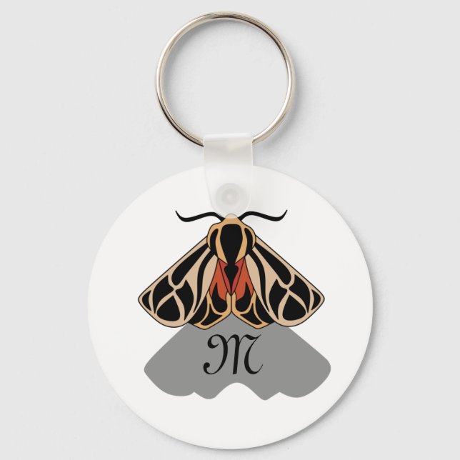 Tribal Tiger Moth Monogram Keychain (Front)
