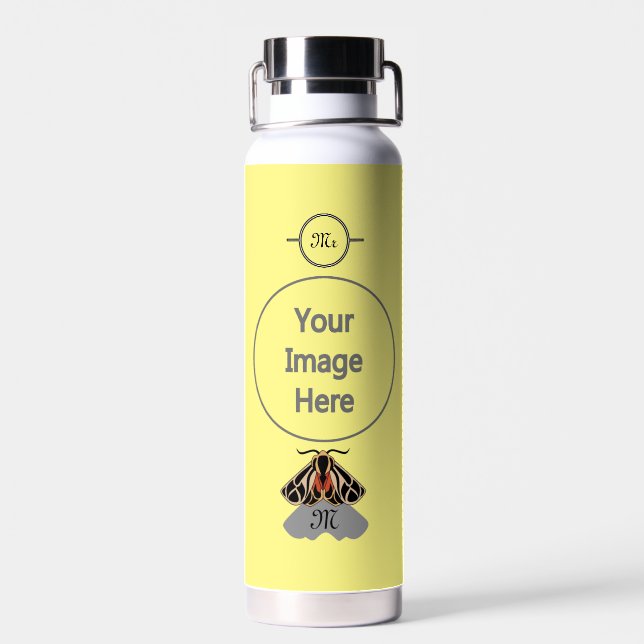 Tribal Tiger Moth Monogram Water Bottle (Back)