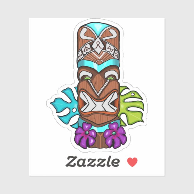 Tribal Tiki Head Colourful Mask Totem Sticker (Sheet)
