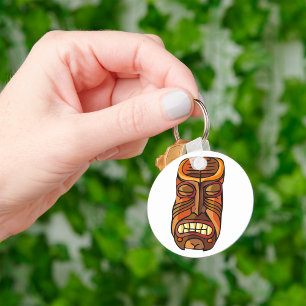 Tribal Tiki Mask Polynesian Style Keychain