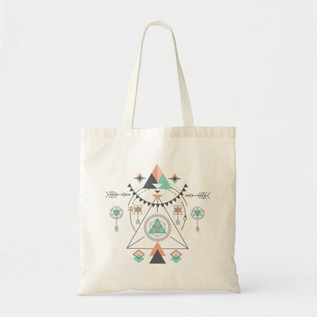 Tribal Totem Geometric Design Tote Bag (Front)