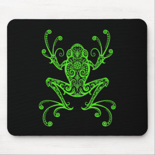 Tribal Tree Frog (green & black) Mouse Pad