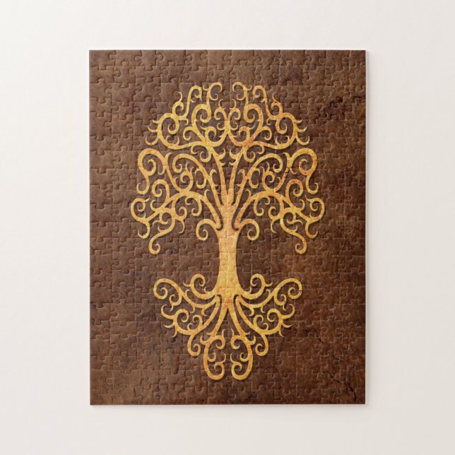 Tribal Tree of Life with Brown Stone Effect Jigsaw Puzzle (Vertical)