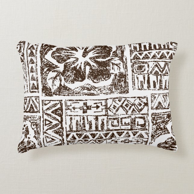Tribal tropical art pattern of indigenous Hawaiian Accent Pillow (Front)