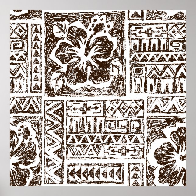 Tribal tropical art pattern of indigenous Hawaiian Poster (Front)