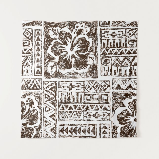 Tribal tropical art pattern of indigenous Hawaiian Tapestry (Front)