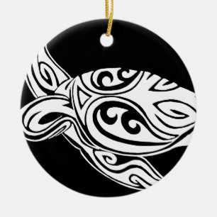 Tribal Turtle Ceramic Ornament