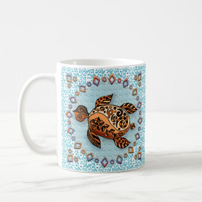 Tribal Turtle Coffee Mug (Left)