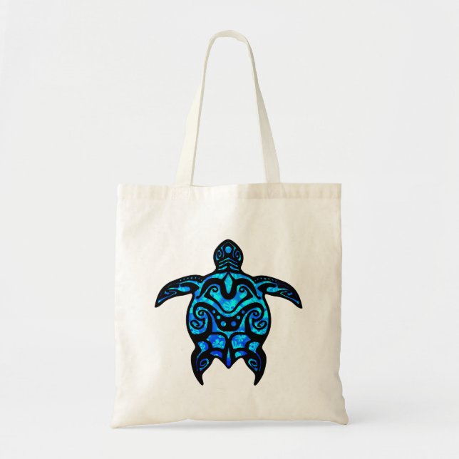 Tribal Turtle Hibiscus Tote Bag (Front)