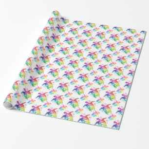 Tribal Turtle Rainbow Wrapping Paper