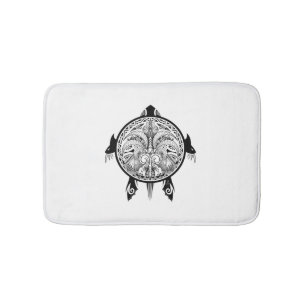 Tribal Turtle Shield Tattoo Bath Mat