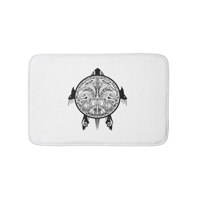 Tribal Turtle Shield Tattoo Bath Mat (Front)