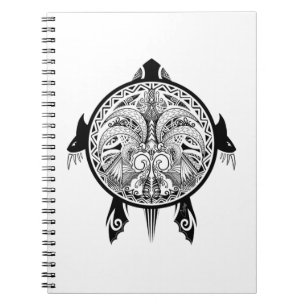 Tribal Turtle Shield Tattoo Notebook