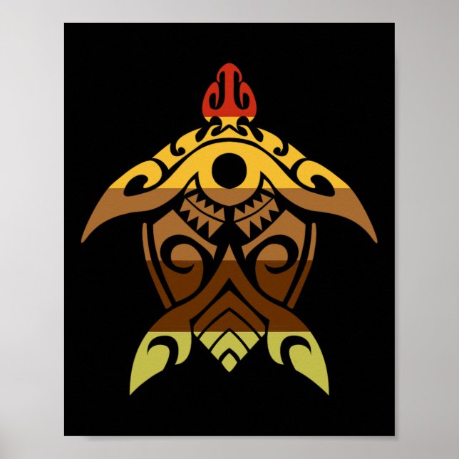 Tribal Turtle Thanksgiving Day Cool Polynesian Fal Poster (Front)